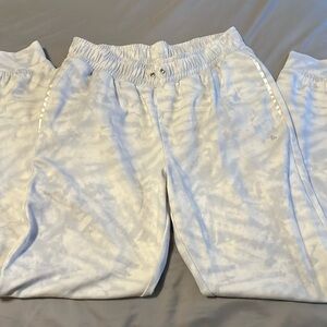 Blue and white tie dye sweatpants